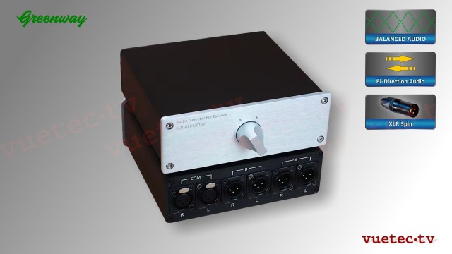 Audio-Umschalter für 2-Kanal Audio XLR 2x female auf 1x male