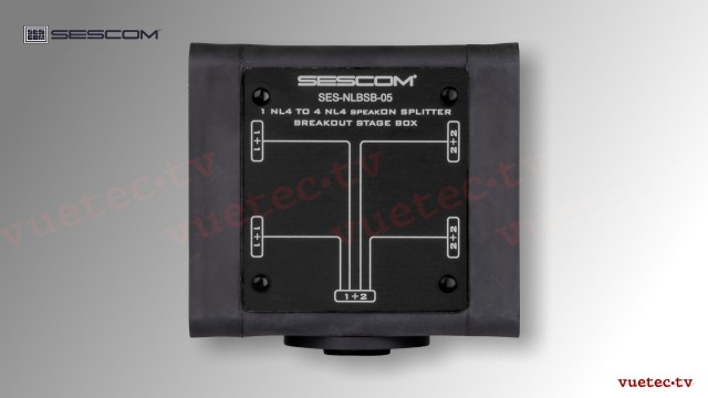 SpeakON-Splitter NL4F zu 4x NL4, sym. Speaker Level, passiv, 4fach parallel Splitter