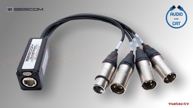 CATXLR1F3M - 4 Kanal Audio Extender symmetrisch über CAT5/6/7, 1x XLR3F &amp; 3x XLR3M