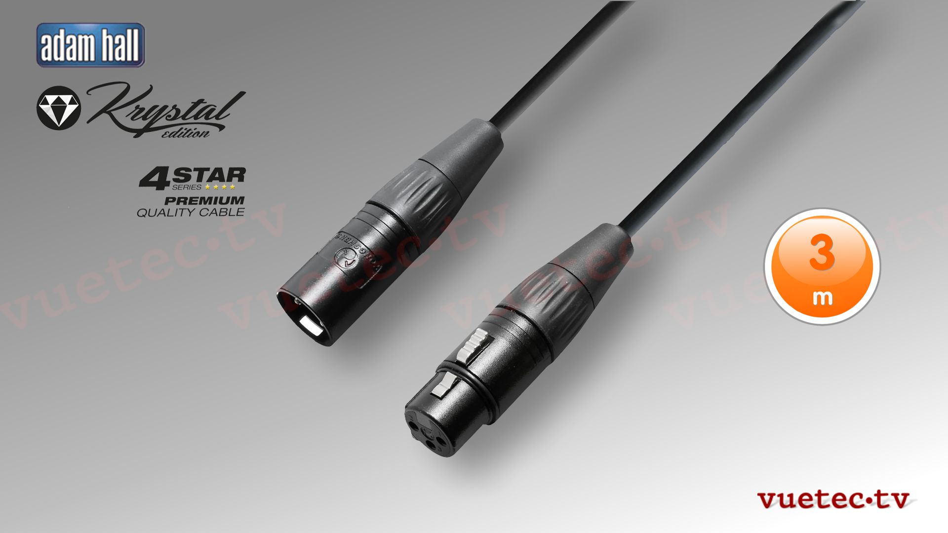 Neutrik 0,5 m ADAM HALL Mikrofonkabel schwarz 3 pol XLR Neutrik kompatibel DMX Kabel 