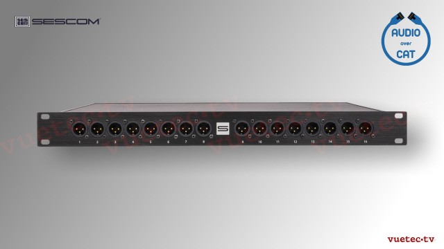RKCATXLR - 16 Kanal Audio Extender symmetrisch über CAT5/6/7 19" 1 RU Rackeinbau