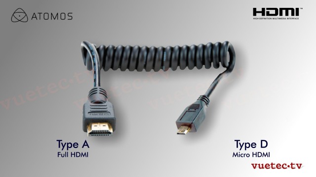 Coiled HDMI Cable - Micro to Full HDMI - 30 cm