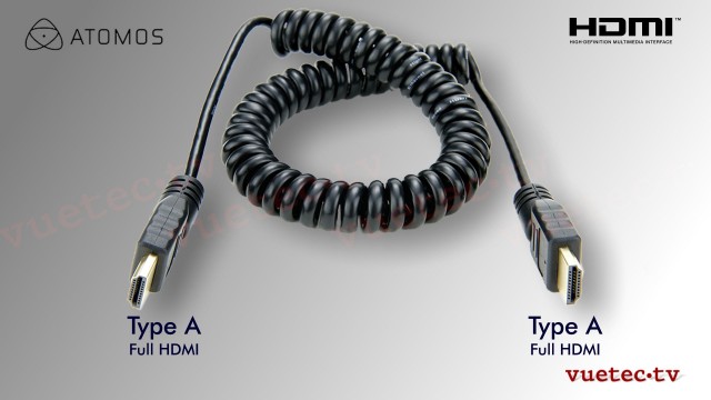 Coiled HDMI Cable - Full to Full HDMI - 50 cm