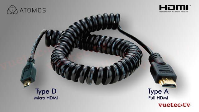 Coiled HDMI Cable - MICRO to Full HDM - 50 cm