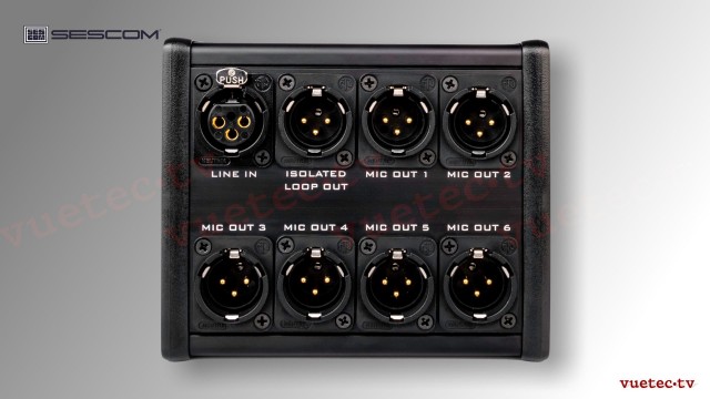 Pressebox 1x Line to 6x MIC, passiv, 6fach Verteiler