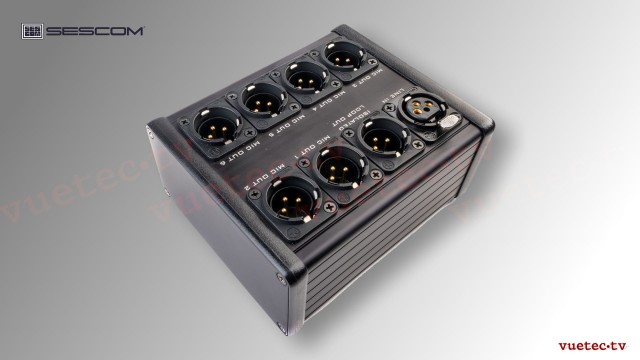 Pressebox 1x Line to 6x MIC, passiv, 6fach Verteiler