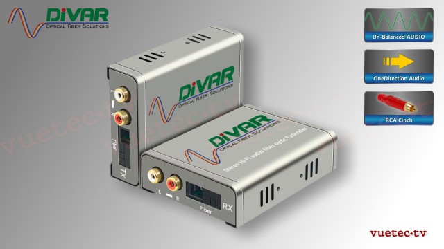 LWL2RCA - 2 Kanal Set, analog Audio, un-symmetrisch RCA Cinch, über Glasfaser