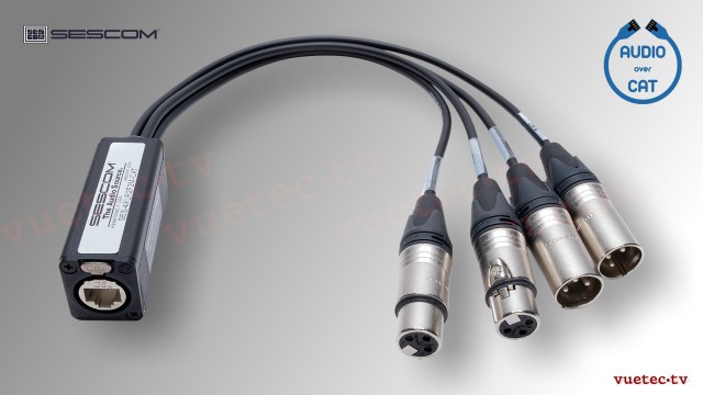 CATXLR2M2F - 4 Kanal Audio Extender symmetrisch über CAT5/6/7, 2x XLR3M &amp; 2x XLR3F