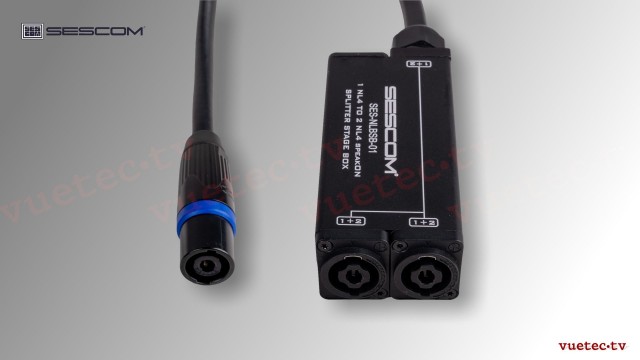 SpeakON-Splitter NL4F zu 2x NL4, sym. Speaker Level, passiv, 2fach Verteiler