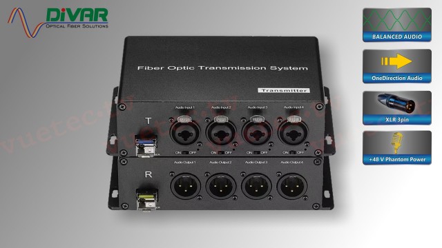 HE4CXBAL48 - 4 Kanal Audio XLR über Glasfaser incl. Phantom Power