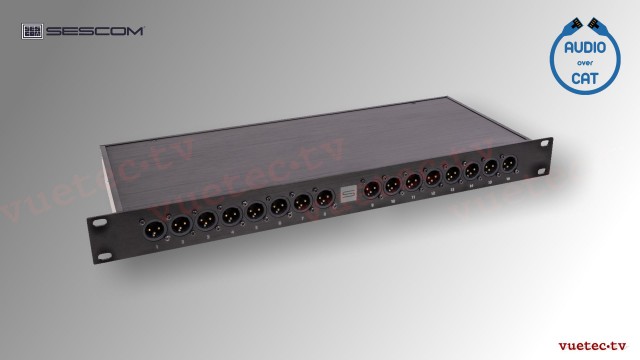 RKCATXLR - 16 Kanal Audio Extender symmetrisch über CAT5/6/7 19" 1 RU Rackeinbau
