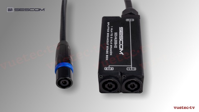 SpeakON-Breakout NL4F zu 2x NL4, sym. Speaker Level, passiv, parallel