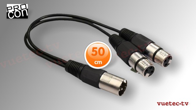 Y-Adapter XLR3 - XLR3-M zu 2x XLR3-F