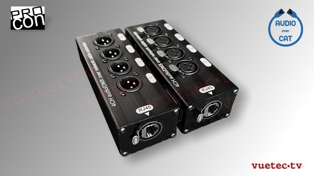 Audio over CAT - 4 Kanal Audio Extender Set symmetrisch über CAT5/6/7, 4x XLR