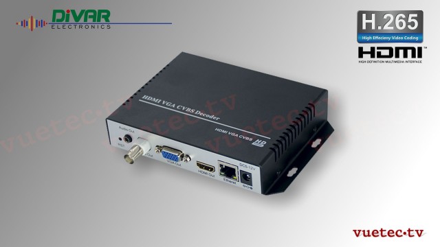 H.265 IP Decoder HDMI, VGA + CCVS output