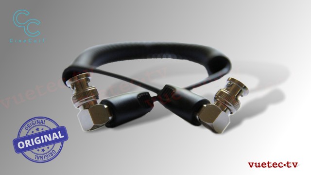 Spiralkabel 75 Ohm BNC-M Winkelstecker zu BNC-M Winkelstecker, 25-40 cm