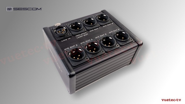 Pressebox 1x Line to 6x MIC, passiv, 6fach Verteiler
