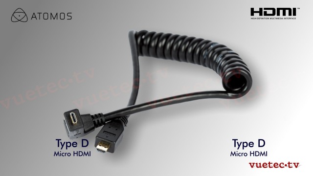 Coiled HDMI Cable - MICRO-RA to Micro HDMI - 30 cm