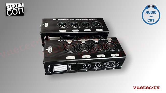 Audio over CAT - 4 Kanal Audio Extender Set symmetrisch über CAT5/6/7, 4x XLR