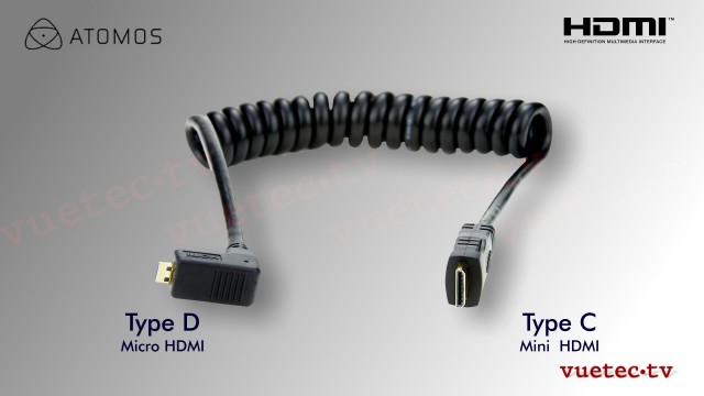 Coiled HDMI Cable - MICRO-RA to Mini HDMI - 30 cm