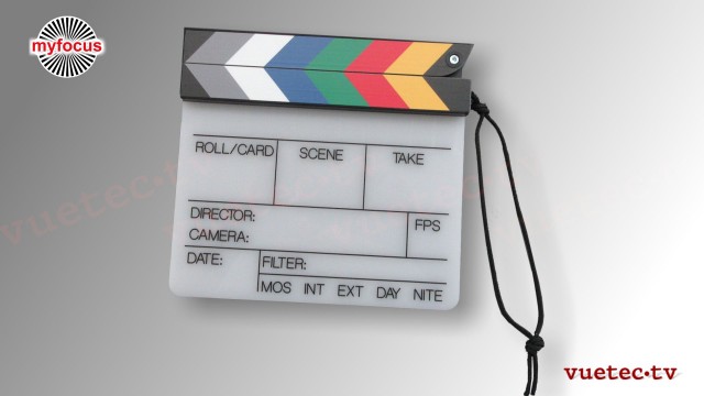 Film-Klappe - Production Slate - Kunststoff - bunte Rauten